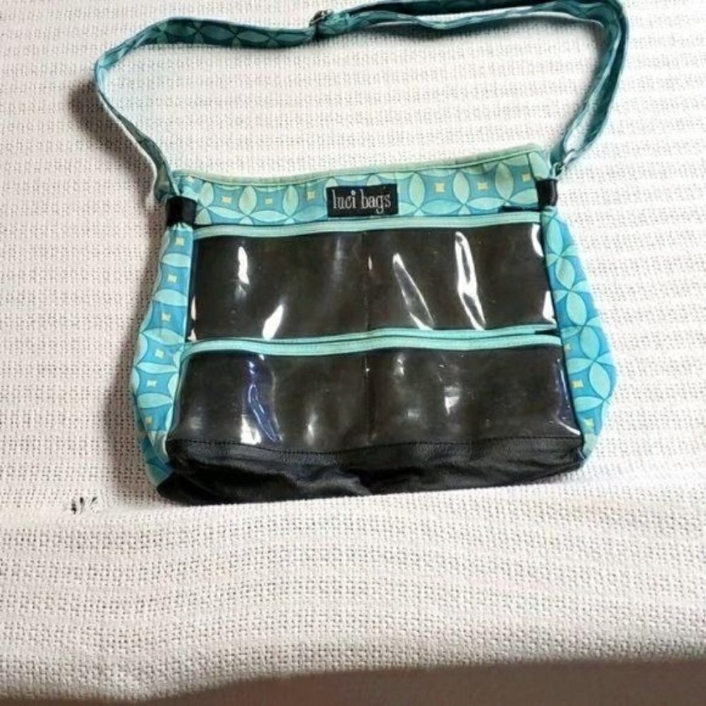 Luci Bags Expandable Washable ZippetedTeal‎ Blue & Yellow Crossbody Bag